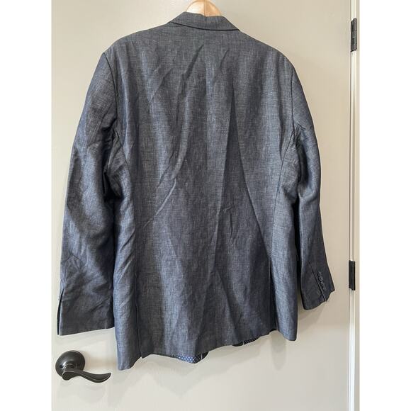 Mens Made Cam Newton Navy Blazer Sport Coat Linen ,formal ,wedding work Sz-48 - Picture 2 of 6